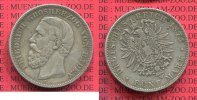 Baden, German Empire Grand Duchy Baden 5 Mark Silbermünze, Kursmünze Baden 5 Mark 1875 Großherzog Friedrich, Silber, J. 29