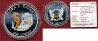 St. Thomas Sao Thome + Principe 1000 Dobras Silber Farbmünze Seepferdchen und Krabbe PP