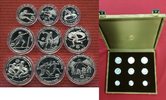 Griechenland, Greece je 3 x 100, 250 und 500 Drachmen Silber Griechenland 1981/82 Satz Leichtathletik EM Athen, 3 x 100, 250, 500 Drachmen