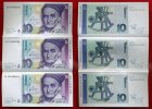 BRD, Deutsche Bundesbank 3 x 10 DM Deutsche Mark 3 x 10 DM Deutsche Mark, Carl Friedrich Gauss