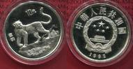China Volksrepublik PRC 10 Yuan, Silbermünze 27 g .925 AG China 10 Yuan 1994 Silber Tiere Serie Schnee Leopard PP Proof Auflage 7260