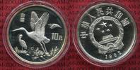 China Volksrepublik, PRC 10 Yuan Silber China 10 Yuan 1992 Weißstörche Endangered Wildlife