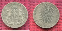 Hamburg 5 Mark Hamburg 5 Mark 1875 J, Stadtwappen, Kursmünze, Silber,kleiner Adler J. 62, ss