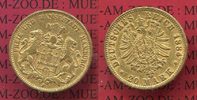 Hamburg, City of Hamburg, German Empire 20 Mark Goldmünze Hamburg 20 Mark Gold 1884 J Stadtwappen Gold