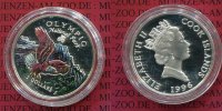 Cook Islands Cook Inseln 2 Dollar Silber Farbmünze Tiermotiv Cook Islands 2 Dollar 1996 Olympic National Parc Adler Farbmünze Silber PP