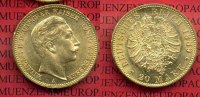 Preußen, Prussia German Empire 20 Mark Goldmünze Kursmünze Preußen 20 Mark Gold 1889 Wilhelm II. J. 250, Kleiner Adler