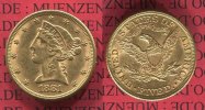 USA 5 Dollars Half eagle USA 5 Dollars Liberty, Frauenkopf, Coronet Head 1881 (P) Gold