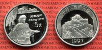 China Volksrepublik PRC 5 Yuan Silbermünze China 5 Yuan Silber 1997 Kublai Khan