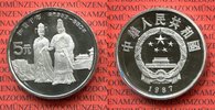 China Volksrepublik, PRC 5 Yuan Silber Gedenkmünze China 5 Yuan Silber 1987 Song Zuan Gan Bu mit Prinzessin Cheng Wen PP