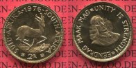 Süd Afrika, South Africa 2 Rand Goldmünzen Südafrika 1976 2 Rand Springbock Gold Kursmünze Selten