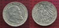 Württemberg 3 Mark Silber Kaiserreich Württemberg 3 Mark 1911 Kursmünze, König Wilhelm II. Circulation Coin