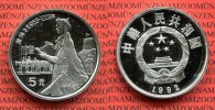 China Volksrepublik, PRC 5 Yuan Silber Gedenkmünze China 5 Yuan 1992, Persönlichkeiten Xiao Zhuo