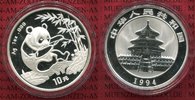 China Volksrepublik PRC 10 Yuan Panda 1 Unze Silber China Panda 10 Yuan 1994 1 Unze Silber Stempelglanz Large Date