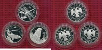 Rußland Russia 3 x 2 Rubel Silber Russland 3 x 2 Rubel Tierserie 2008 Mairenke Schwarzhut Murmeltier Königslibelle