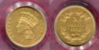 USA 3 Dollars Indian Princess Head USA 3 Dollar Indianerprinzessin Sehr seltener Typ 1855 Kursmünze Gold Picture