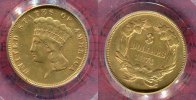 USA 3 Dollars Indian Princess Head USA 3 Dollar Indianerprinzessin Sehr seltener Typ 1874 Kursmünze Gold Picture