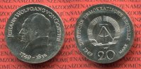 DDR, GDR Eastern Germany 20 Mark Silbermünze DDR DDR 20 Mark 1969 Johann Wolfgang von Goethe, 1749 - 1832
