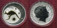 Australien, Australia 1 Dollar 1 Unze Australien 1 Dollar 2005 Känguruh Stempelglanz Teilvergoldet OVP