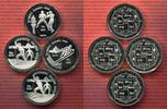 Nepal 4 x 500 Rupien Silbermünzen Nepal 4 x 500 Rupien Lot 1992 - 1994 Skifahren, Boxen etc PP