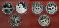 Marshall Inseln, Republic of the Marshall Islands 3 x 50 Dollars Silbermünzen Marshall Inseln 3 x 50 Dollar Lot 1989 Thema Weltall, Astronaut, Mondlandung