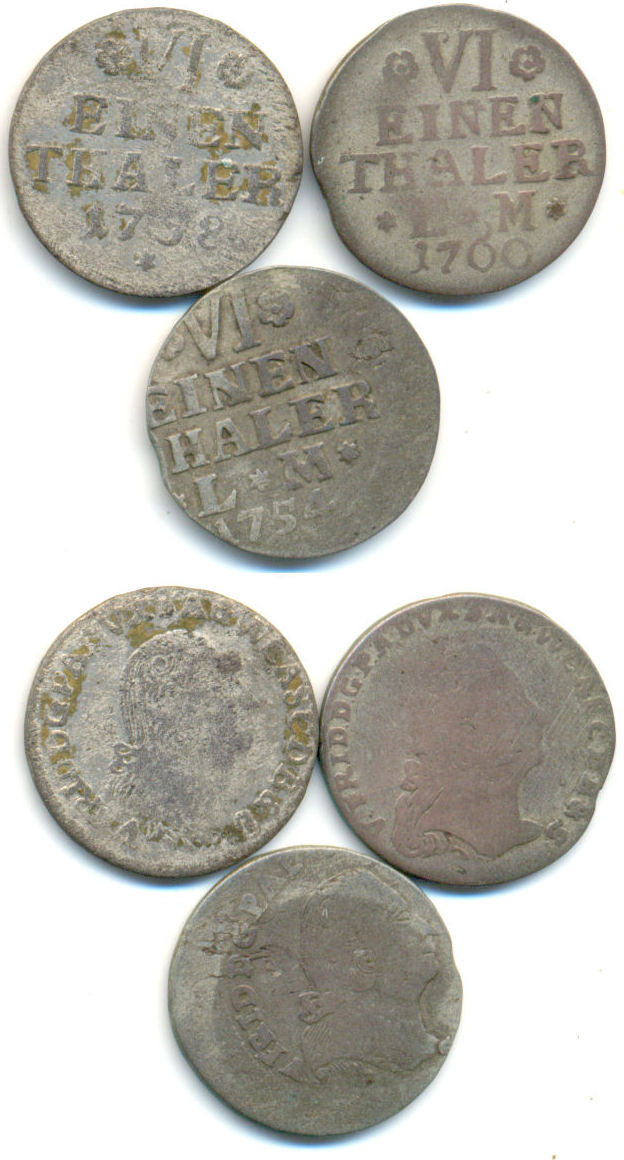 Anhalt Bernburg Lot 3 X 1 6 Taler 1754 58 60 Victor Friedrich 1721