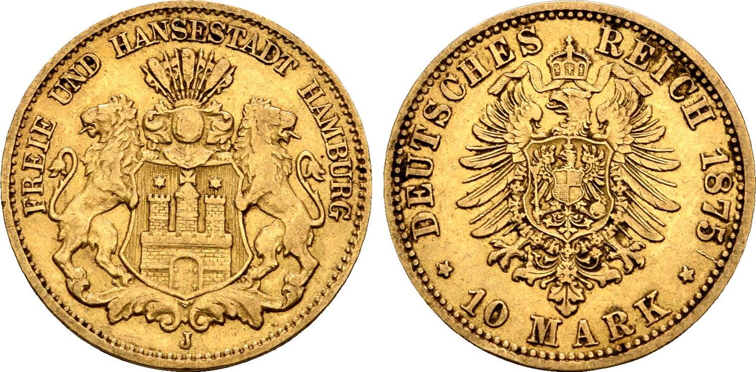 Kaiserreich Hamburg Mark Gold J Vf Ma Shops