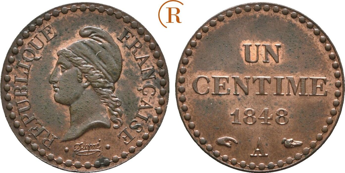 Frankreich 1 Centime Paris 1848 A 2 Republik 1848 1852