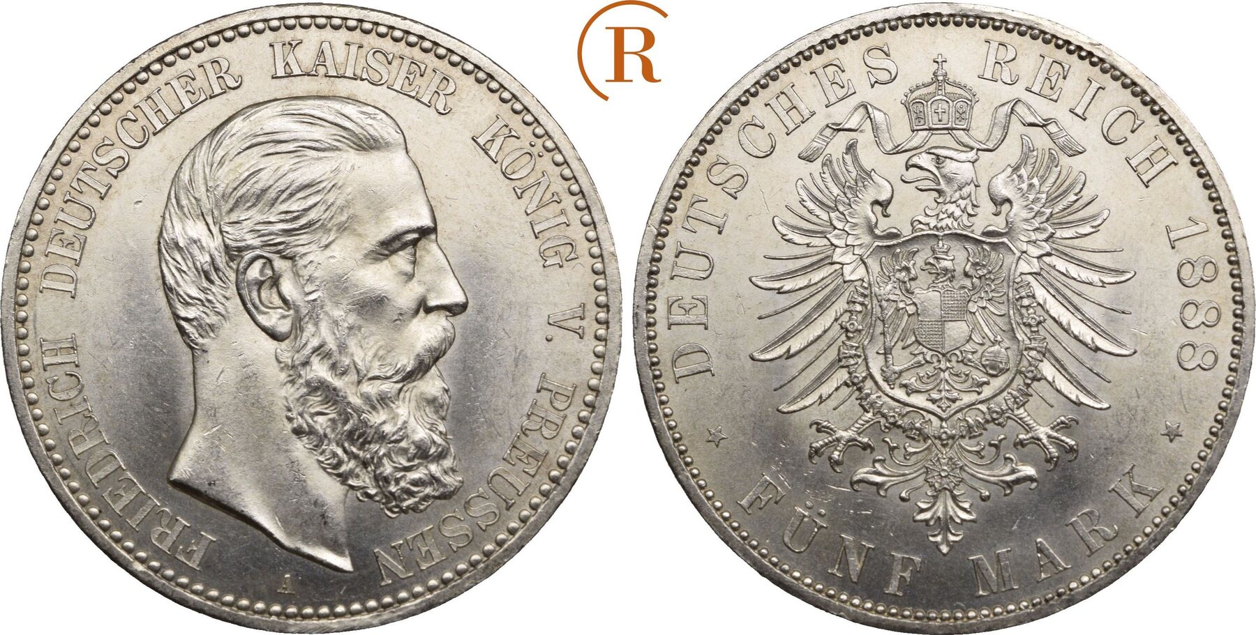 Kaiserreich Preussen 5 Mark 1888 A Friedrich III 1888 CH UNC Sehr