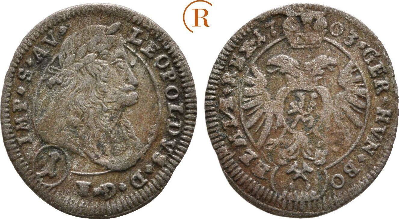 Habsburg 1 Kreuzer Kuttenberg 1703 Leopold I 1657 1705 VF MA Shops