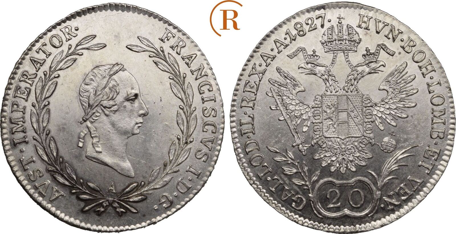 Habsburg 20 Kreuzer Wien 1827 A Franz II 1792 1835 BU MA Shops