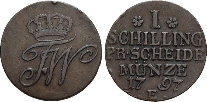 Brandenburg Preussen CU Schilling 1797 E Friedrich Wilhelm II 1786