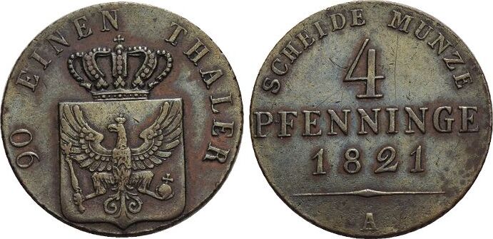 Brandenburg Preussen Cu Pfennig A Friedrich Wilhelm Iii