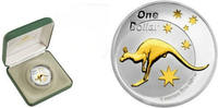 Australia 1 Dollar Silver Kangaroo GOLD PLATED