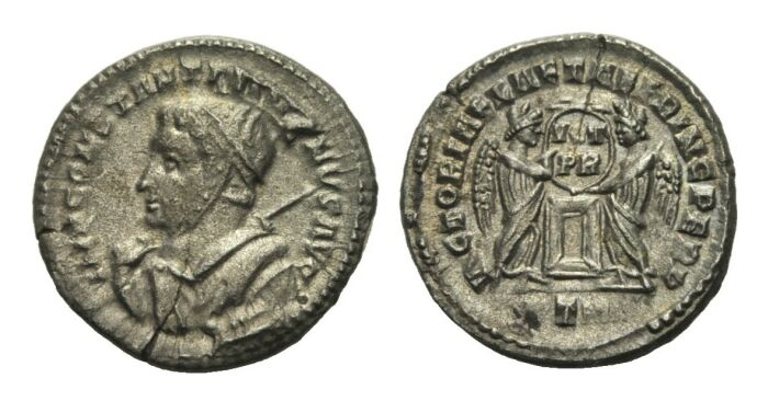RÖMISCHE KAISERZEIT Constantinus I., 306-337 Billon Argenteus 317 - 318 fast vz 