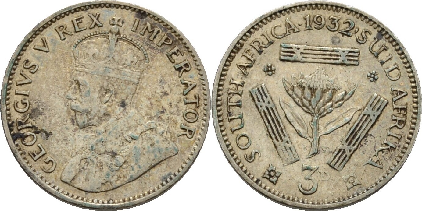 Südafrika 3 Pence 1932 George V 1910 1936 VF MA Shops