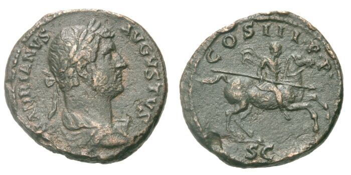 RÖMISCHE KAISERZEIT Hadrianus, 117-138 As 129 sehr schön 