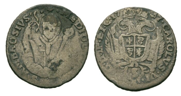 RDR Lombardei Milano Karl VI., 1711 - 1740 5 Soldi 1737 sehr schön - 