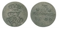 Königreich Preussen 3 Pfennige 1802 A sehr...