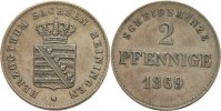 Sachsen Meiningen 2 Pfennig 1869 Kratzer, vz Georg II., 1866 - 1914 12,00 EUR 