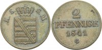 Sachsen 2 Pfennige 1841 vz Friedrich August II., 1836 - 1854 20,00 EUR 