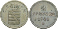 Sachsen 2 Pfennige 1841 vz Friedrich August II., 1836 - 1854 20,00 EUR 