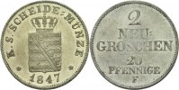 Sachsen 2 Neugroschen  1847 fast Stempelglanz Friedrich August II., 1836... 70,00 EUR 
