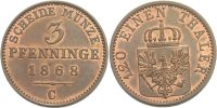 Preussen Frankfurt 3 Pfennige Wilhelm I., 1861 - 1888.