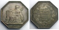 Numismatique de la Justice jeton octogonal en argent tribunal de Ière instance de Paris 1849 FDC - s