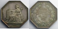 Numismatique de la Justice jeton octogonal en argent tribunal de Ière instance de Paris 1849 FDC - s