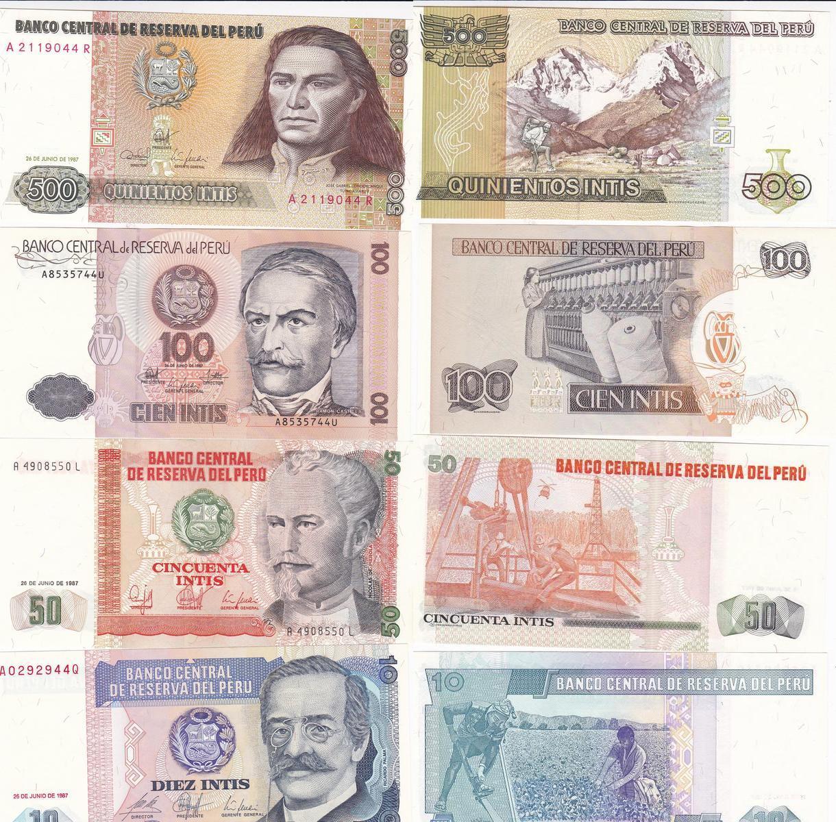 Peru Intis Geldschein Banknote