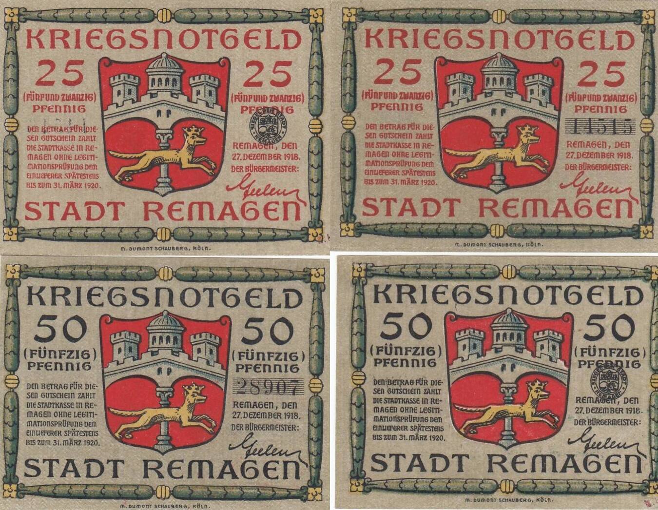 Deutschland Deutsches Reich 25 50 Pfennig 1918 Notgeldschein Notgeld