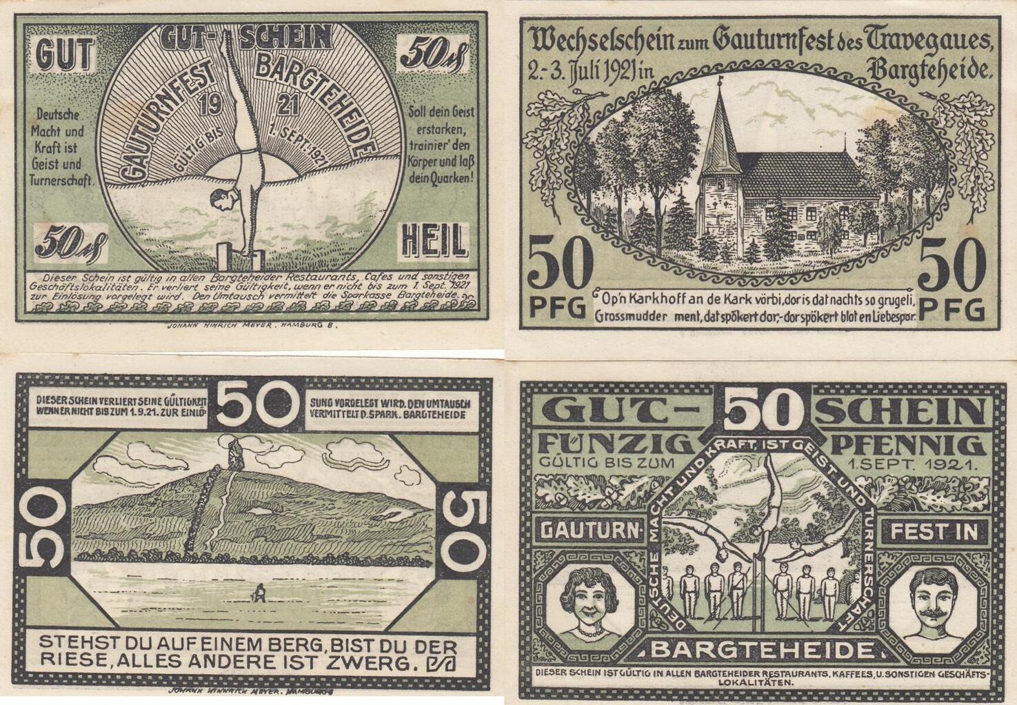 Deutschland Deutsches Reich 2x 50 Pfennig 1921 Notgeldschein Notgeld