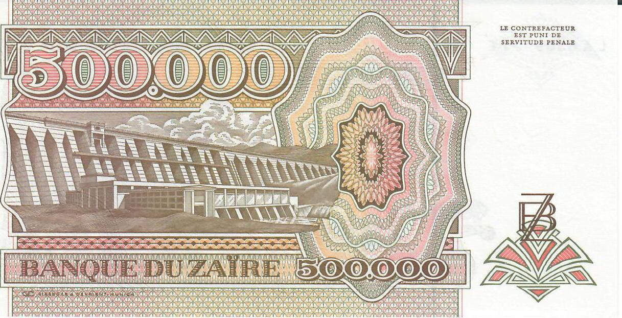 Zaire 500000 Zaires 1992 Banknote Geldschein Unc MA Shops