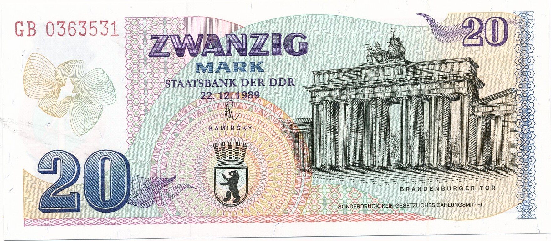 Deutschland Ddr Mark Gedenkbanknote Zur Ffnung Des